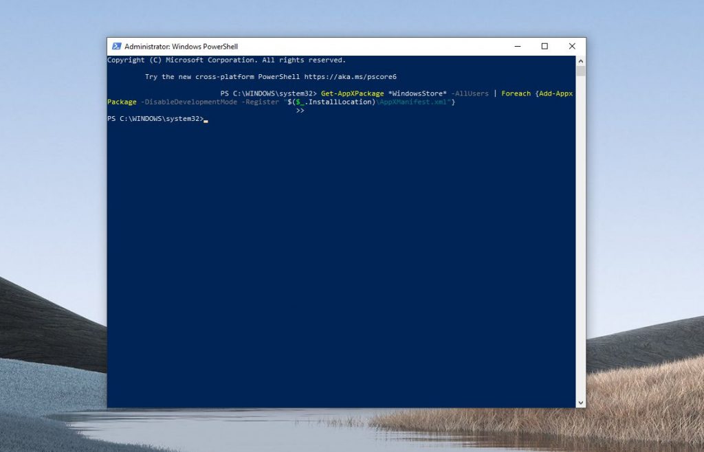 microsoft store powershell