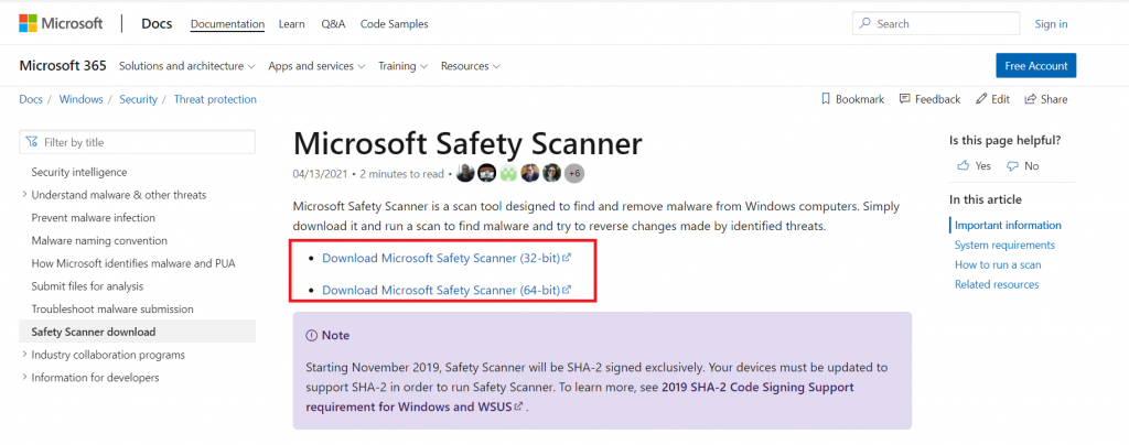 Microsoft Safety Scanner